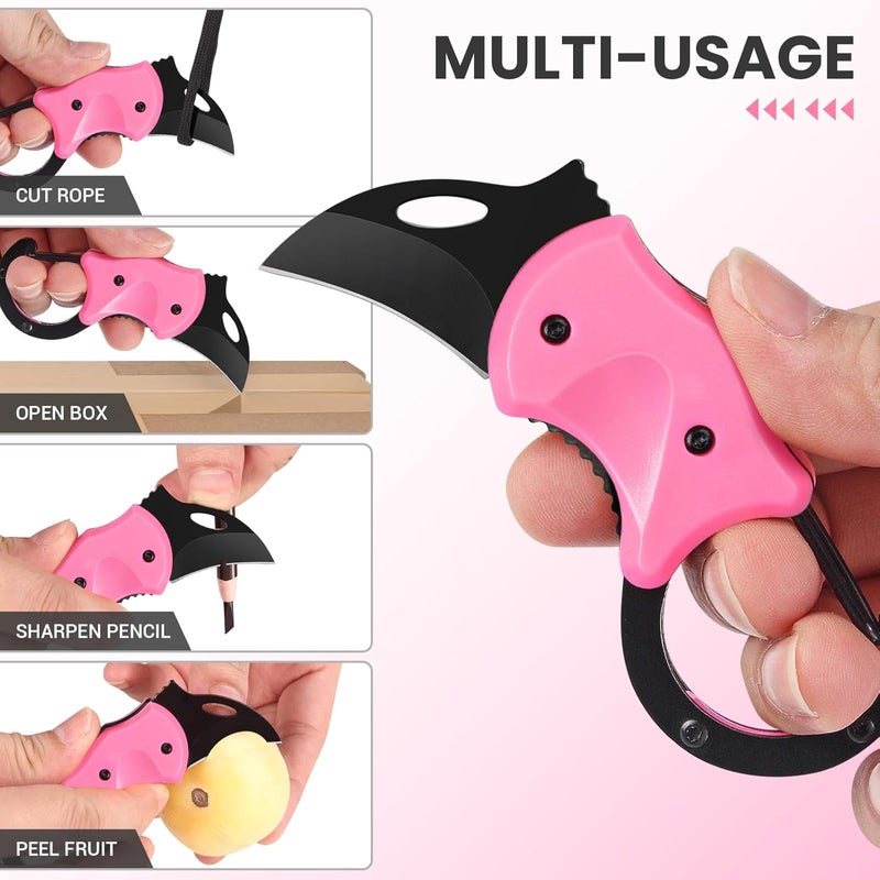FUNBRO Pink Keychain Knife Stocking Stuffers Gifts for Mom, Cute Box Cutter Small Pocket Knife Gadgets, EDC Knives Tool with 1.34 inch Sharp Blade for Everyday Carry, Womens Christmas Gift for Her - Image 3
